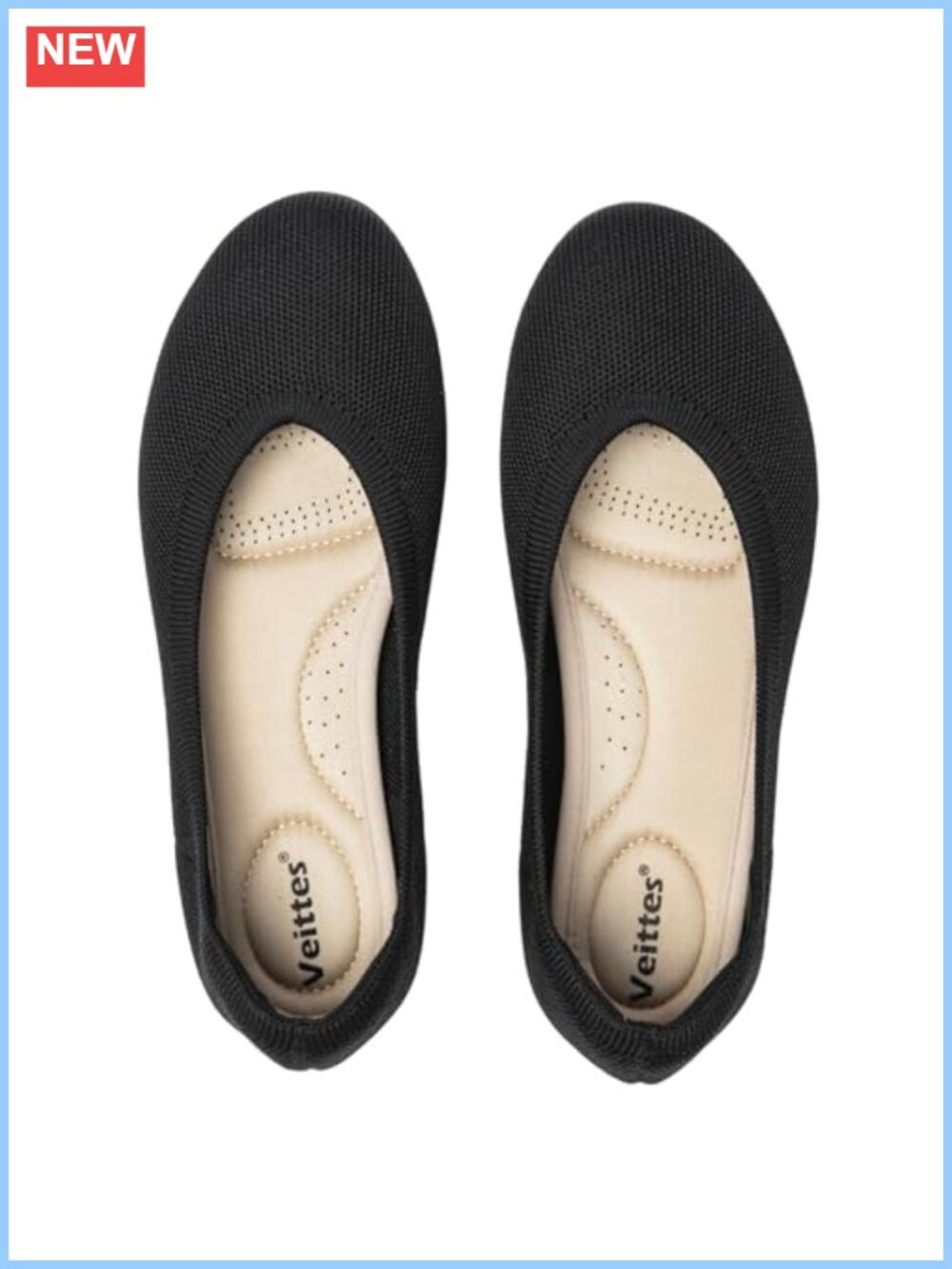 Wide Width Knit Ballet Flats Round Toe Memory Foam Slip-On Shoes